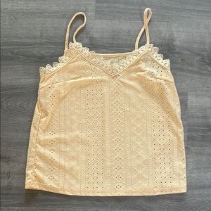 Lace Trim Pale Yellow Camisole Top